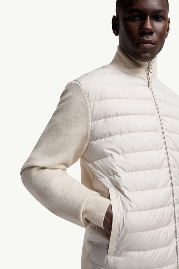 Padded Wool & Cashmere Zip-Up Cardigan Men White Moncler 5