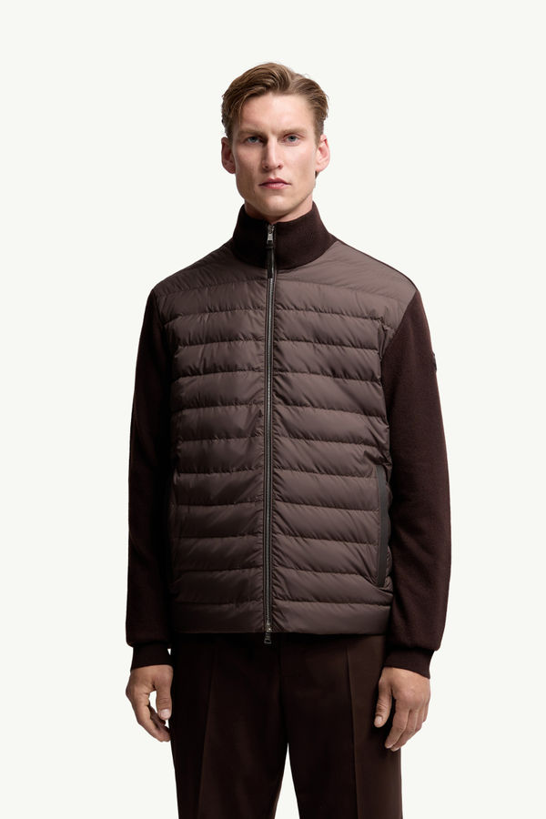 Padded Wool & Cashmere Zip-Up Cardigan Men Brown Moncler 3