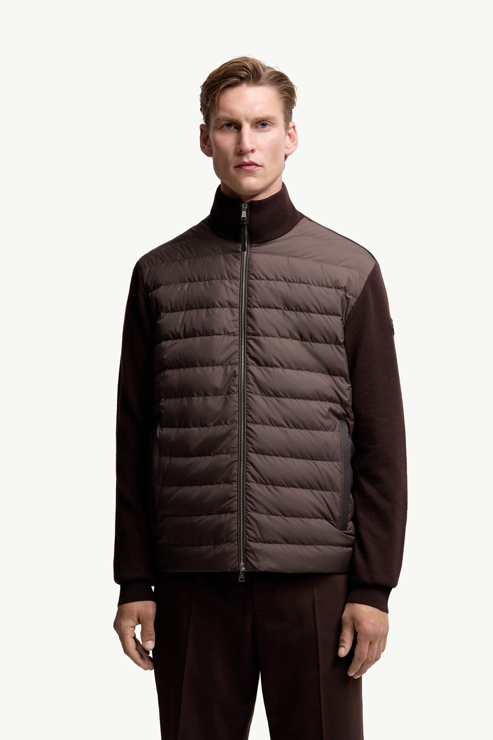 Padded Wool & Cashmere Zip-Up Cardigan Men Brown Moncler 3