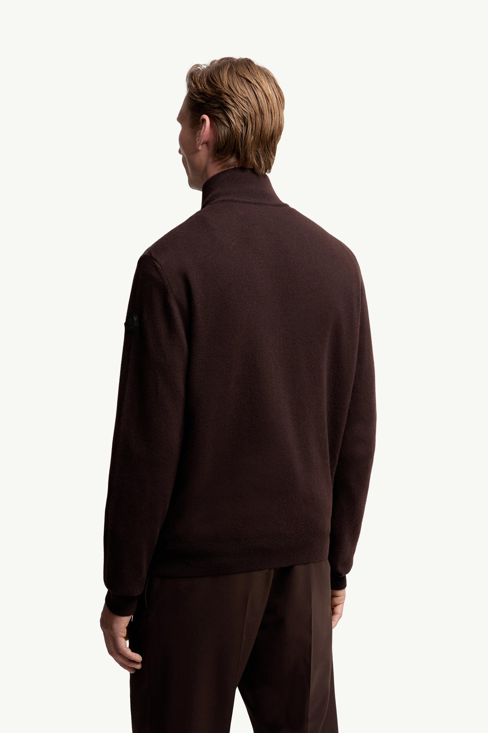 Padded Wool & Cashmere Zip-Up Cardigan Men Brown Moncler 4