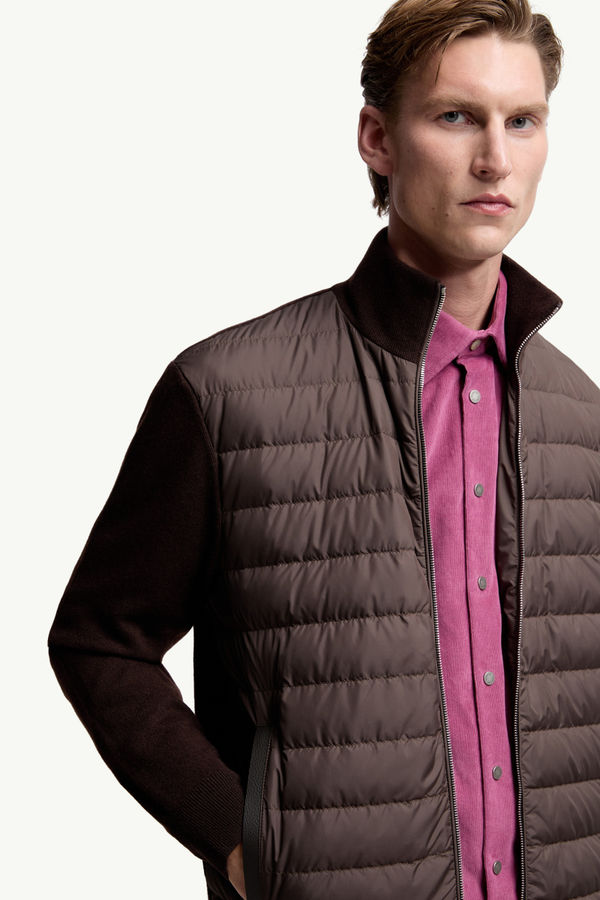 Padded Wool & Cashmere Zip-Up Cardigan Men Brown Moncler 5