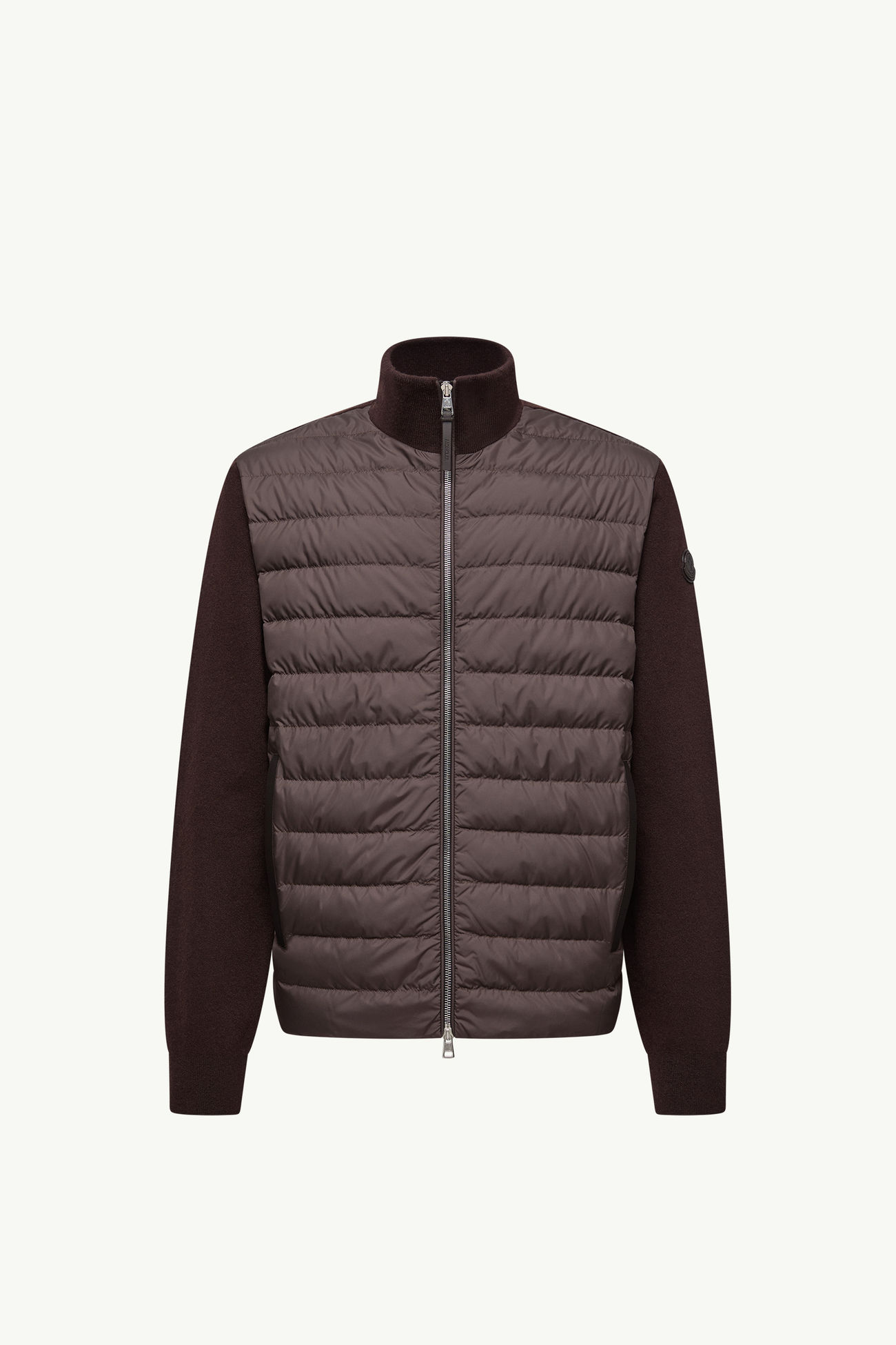 Cárdigan acolchado de lana y cachemira con cremallera Hombre Marrón Moncler 2
