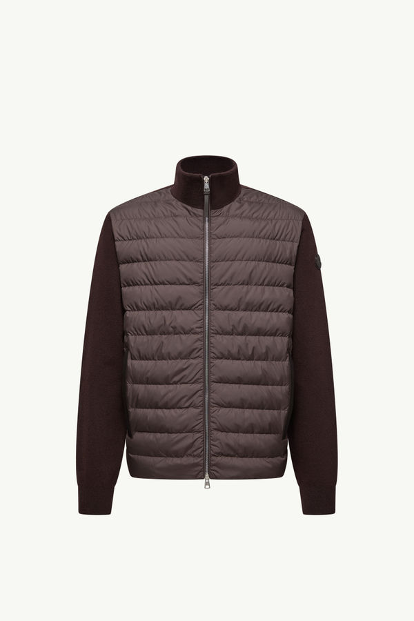 Padded Wool & Cashmere Zip-Up Cardigan Men Brown Moncler 2