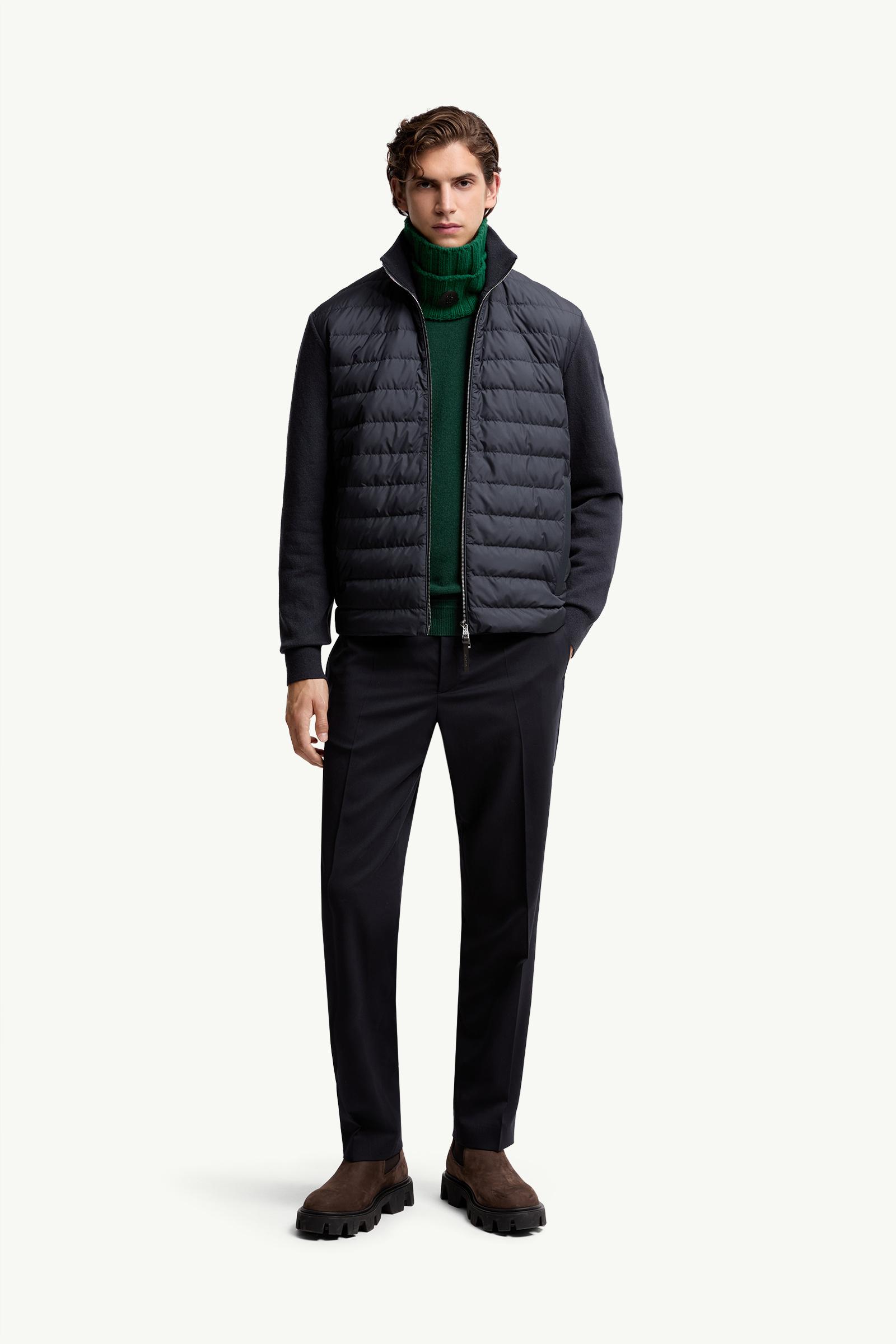 MONGLER® L メンズ Blue Padded Zip-Up Cotton Cardigan - Sweaters & Cardigans