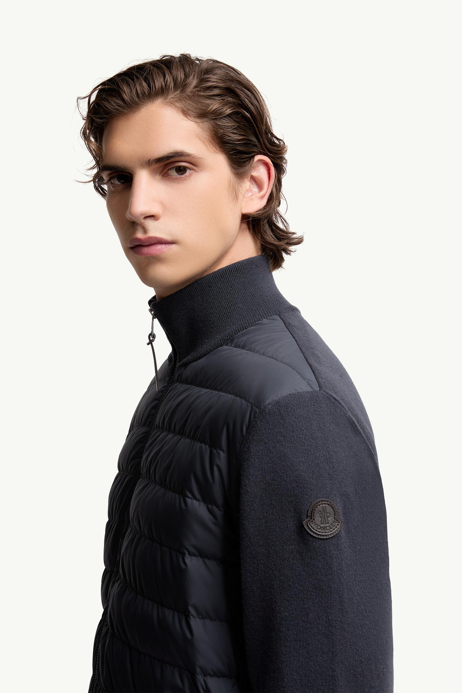 Padded Wool & Cashmere Zip-Up Cardigan Men Blue Moncler 1