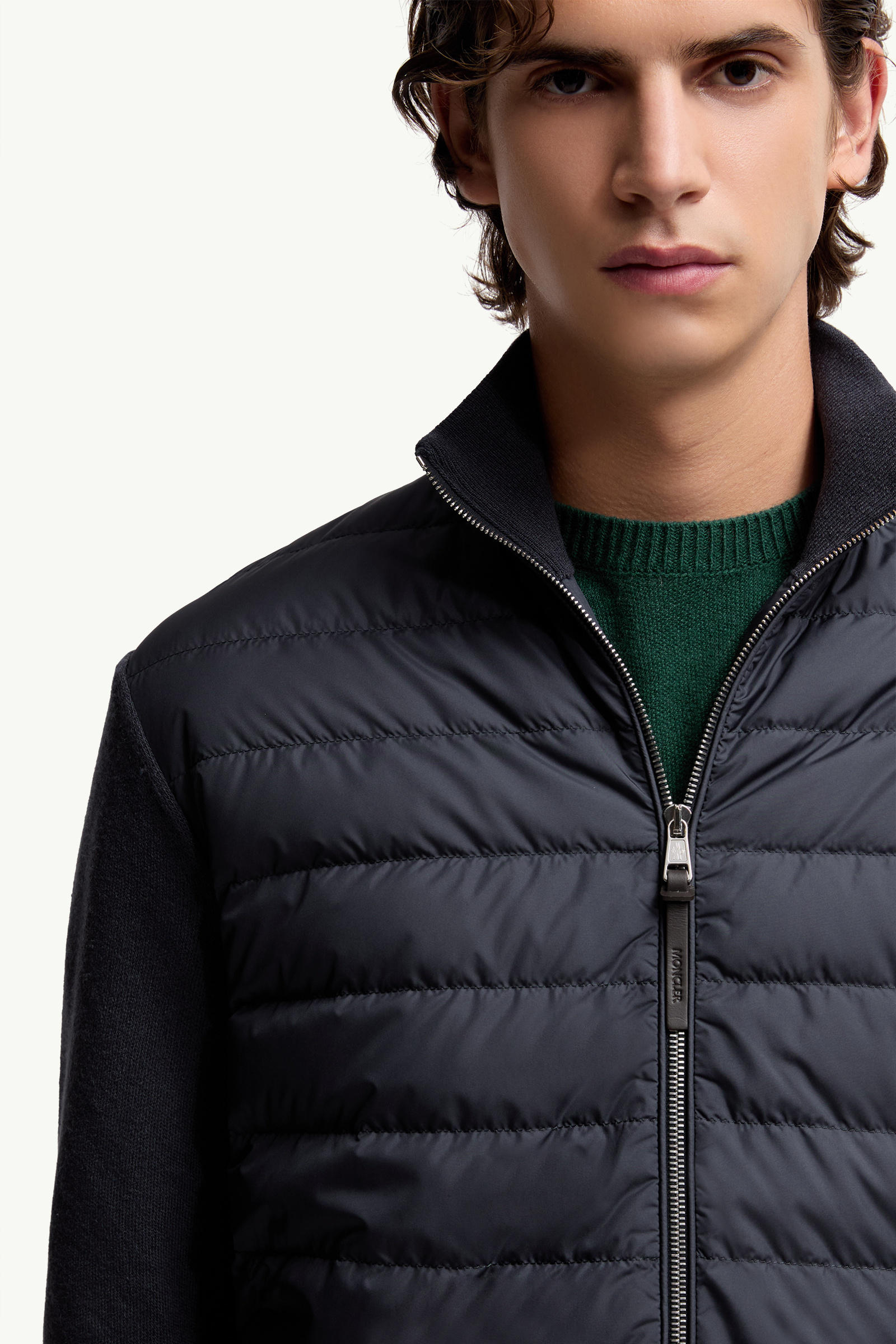 Padded Wool & Cashmere Zip-Up Cardigan Men Blue Moncler 5