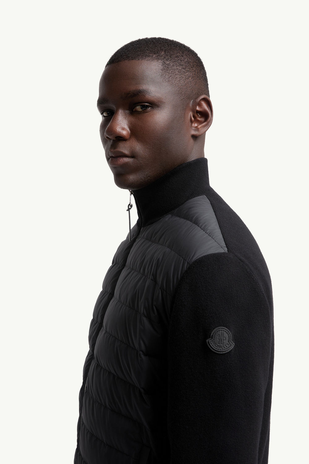 Padded Wool & Cashmere Zip-Up Cardigan Men Black Moncler 1