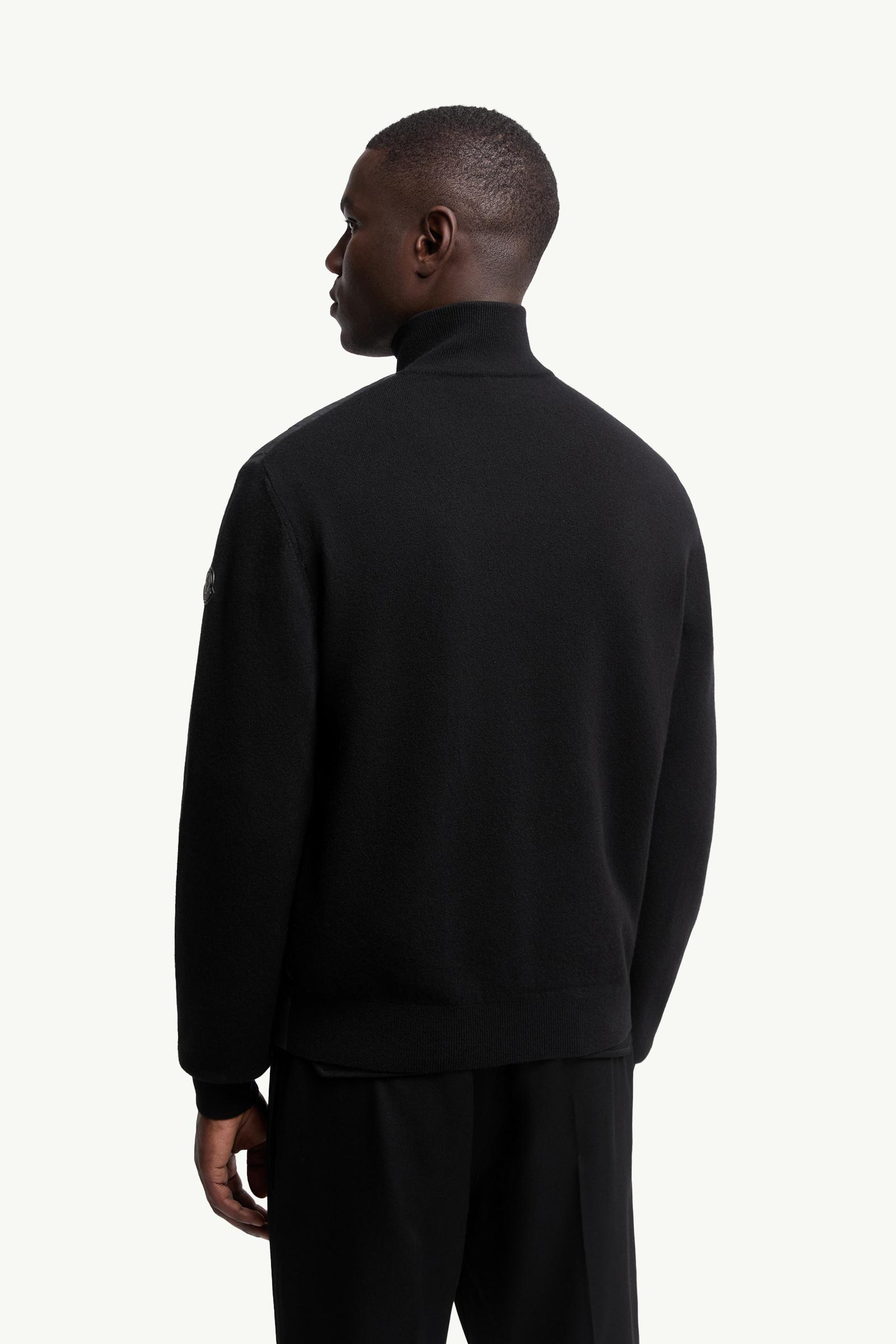 MONCLER/カーディガン ブラック 極細ウール ハイネック Black Padded Wool & Cashmere Zip-Up Cardigan - Sweaters