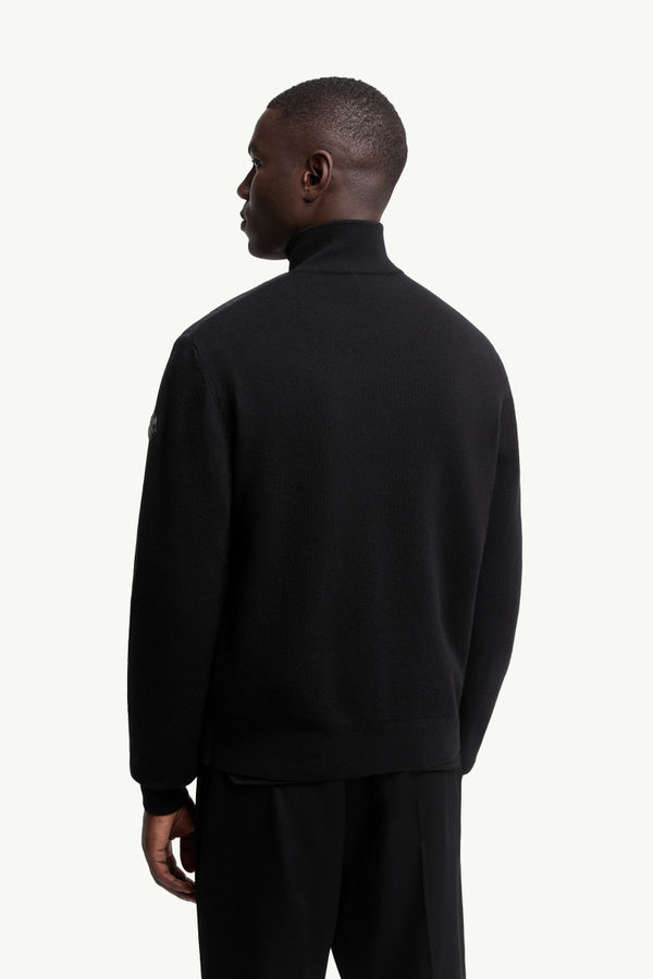 Padded Wool & Cashmere Zip-Up Cardigan Men Black Moncler 4