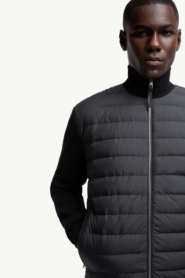 Padded Wool & Cashmere Zip-Up Cardigan Men Black Moncler 5