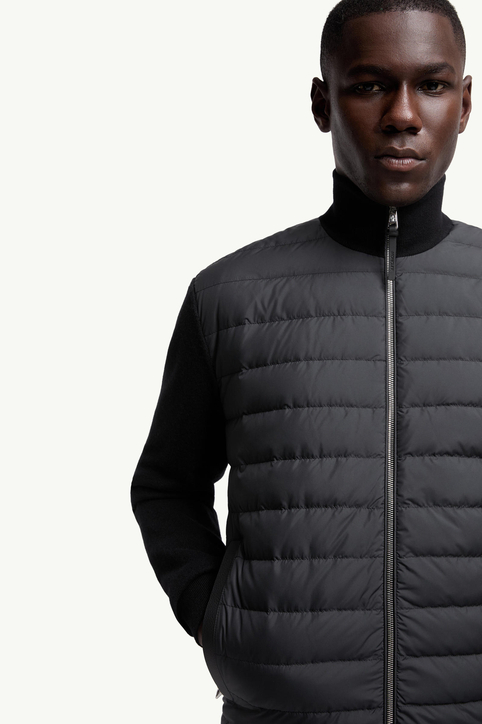 Padded Wool & Cashmere Zip-Up Cardigan Men Black Moncler 5