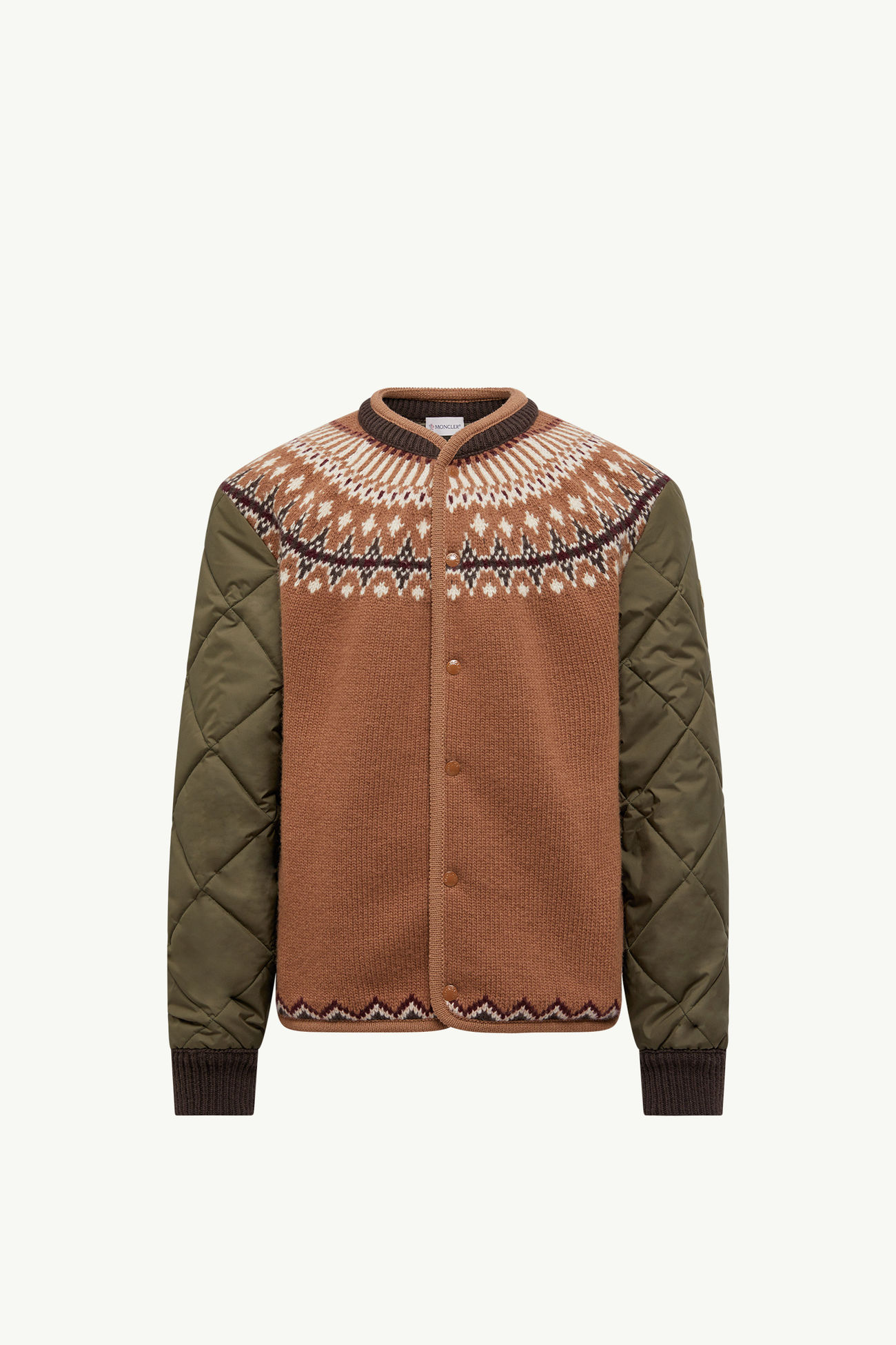 男士加衬几何羊毛混纺开衫 男士 米色 & 绿色 Moncler 2