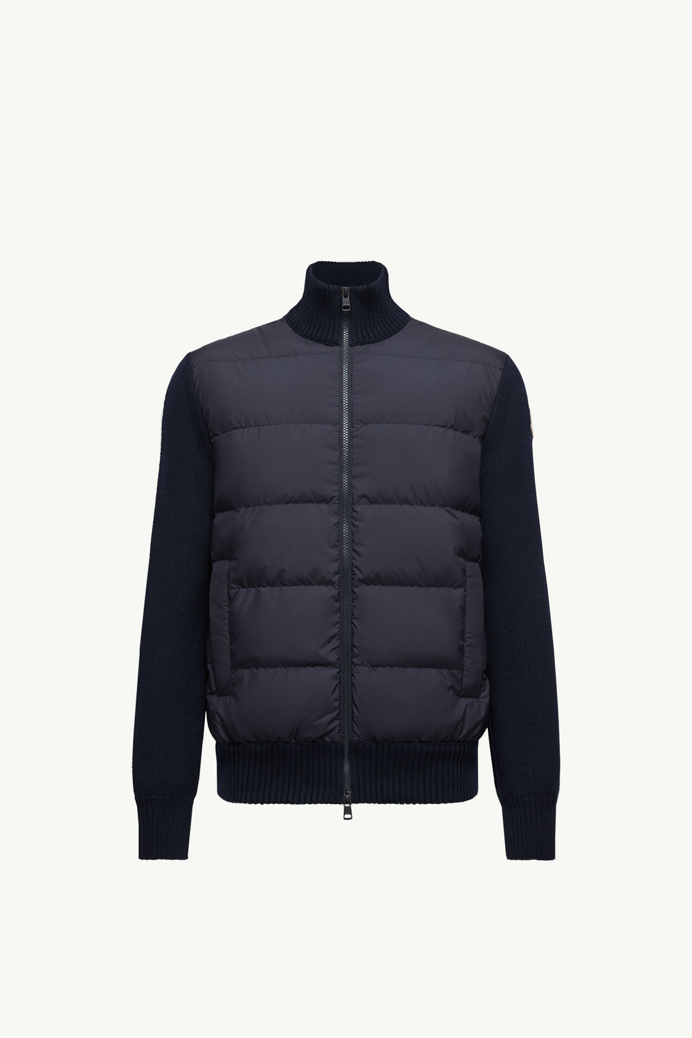 Padded Wool Zip-Up Cardigan Men Navy Blue Moncler 2