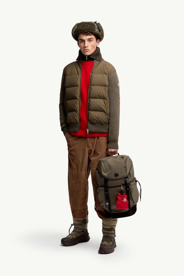 Padded Wool Zip-Up Cardigan Men Olive Green Moncler 0