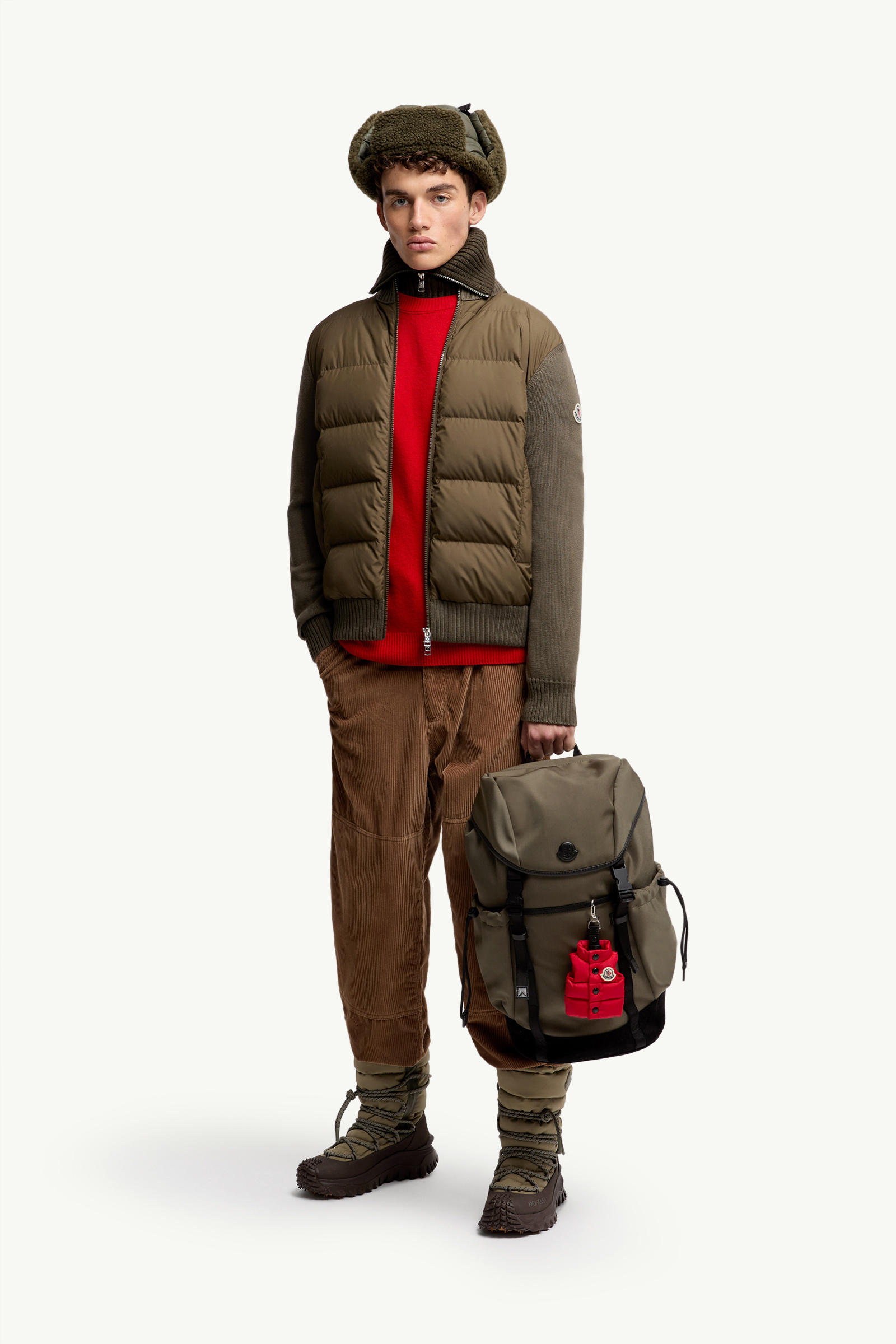 Padded Wool Zip-Up Cardigan Men Olive Green Moncler 0