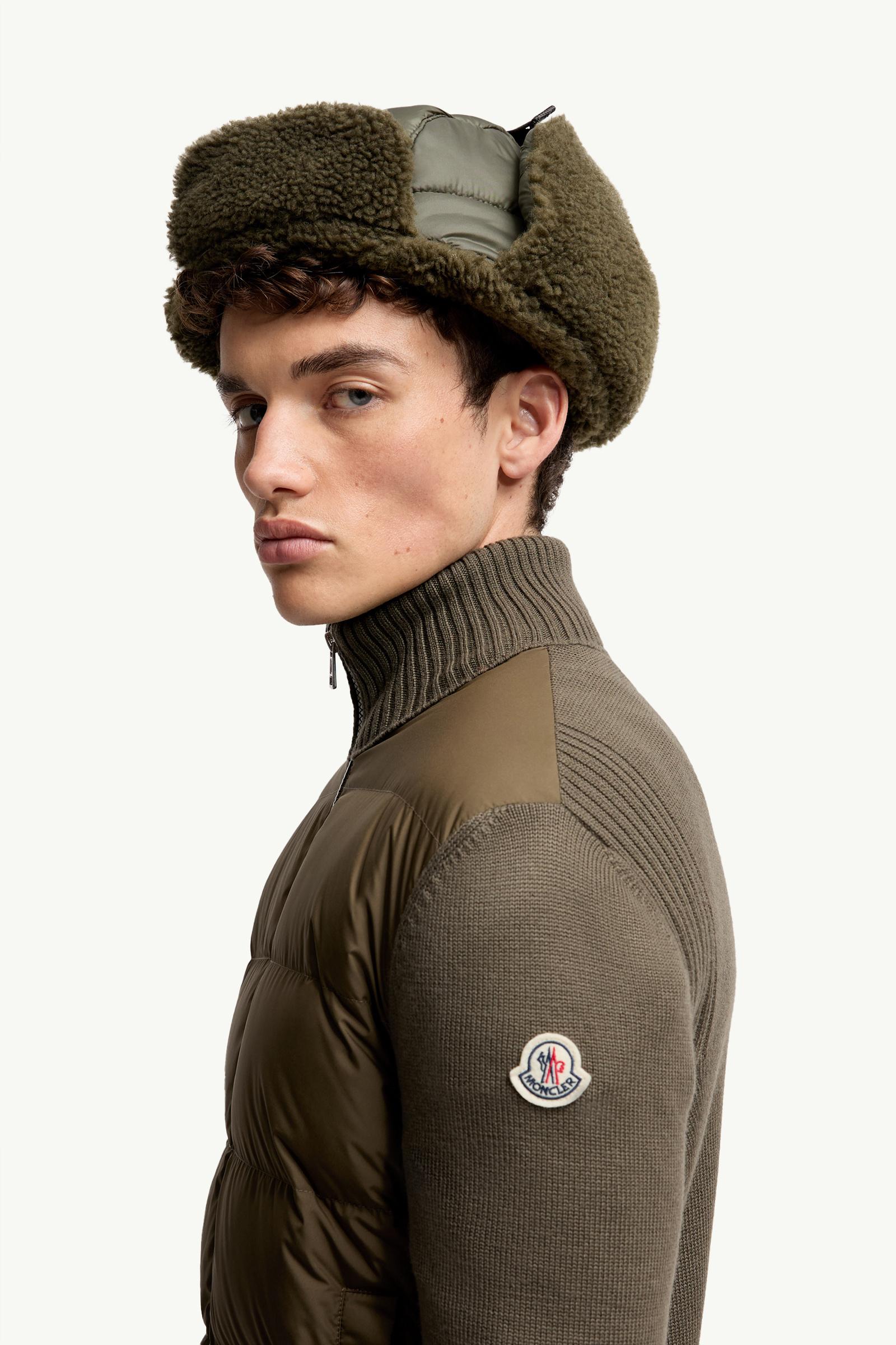 Padded Wool Zip-Up Cardigan Men Olive Green Moncler 1