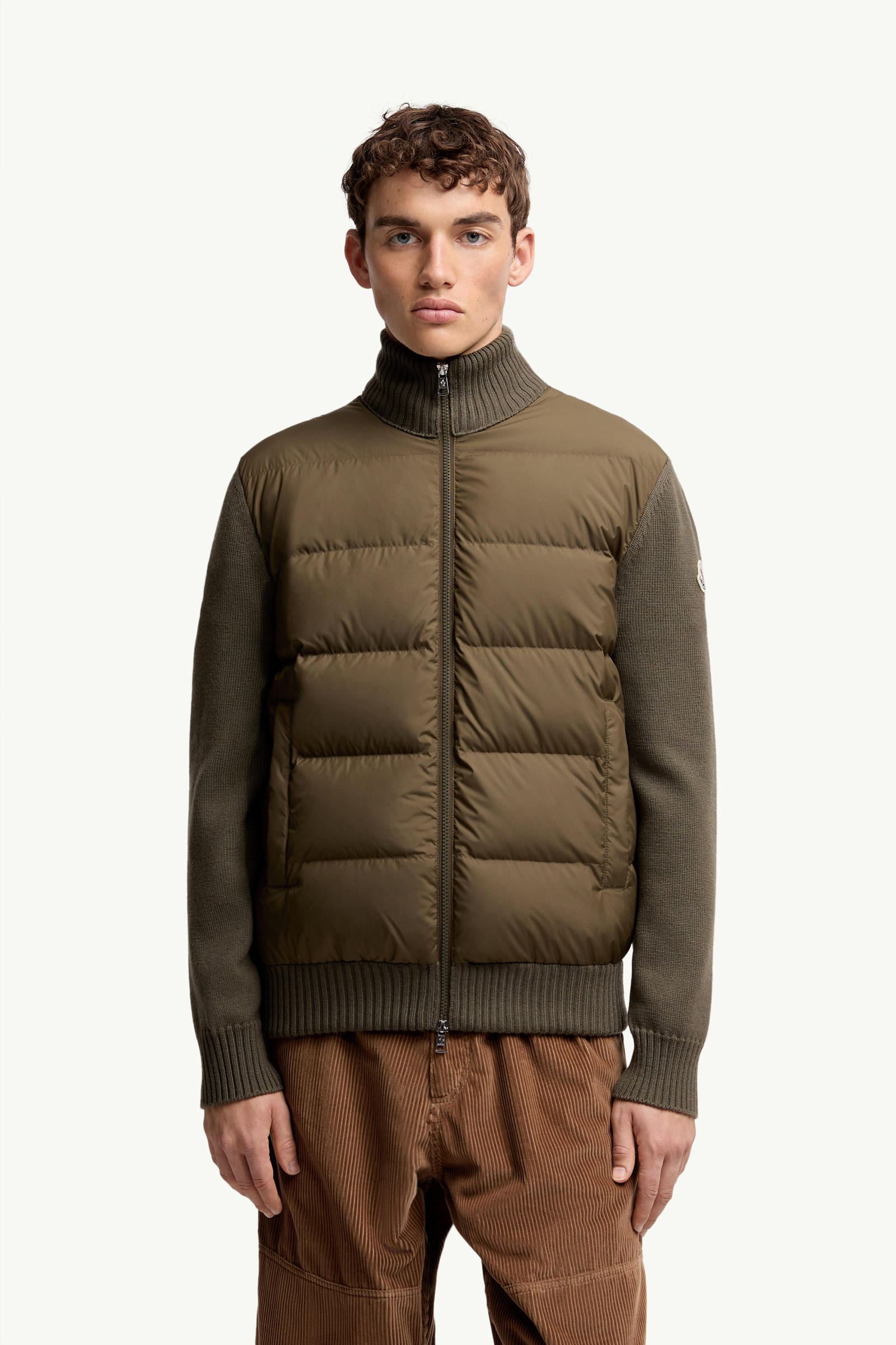 Padded Wool Zip-Up Cardigan Men Olive Green Moncler 3