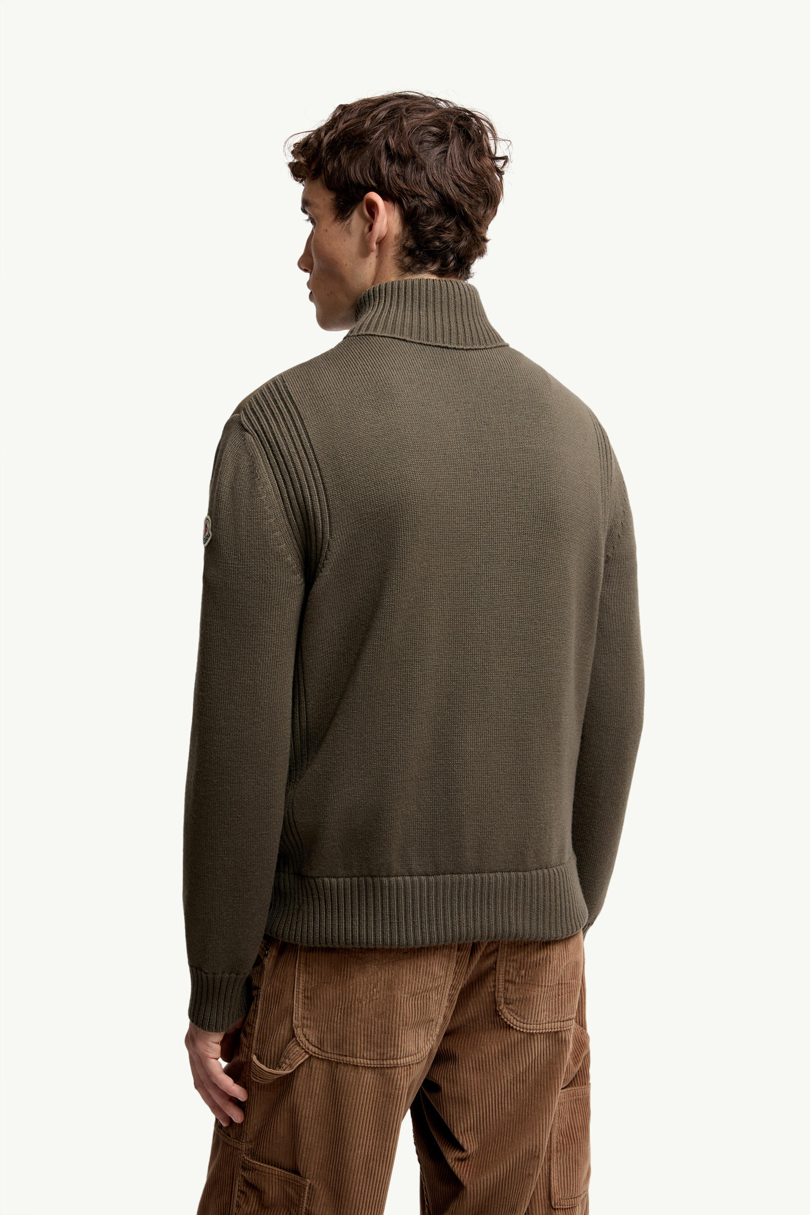 Padded Wool Zip-Up Cardigan Men Olive Green Moncler 4