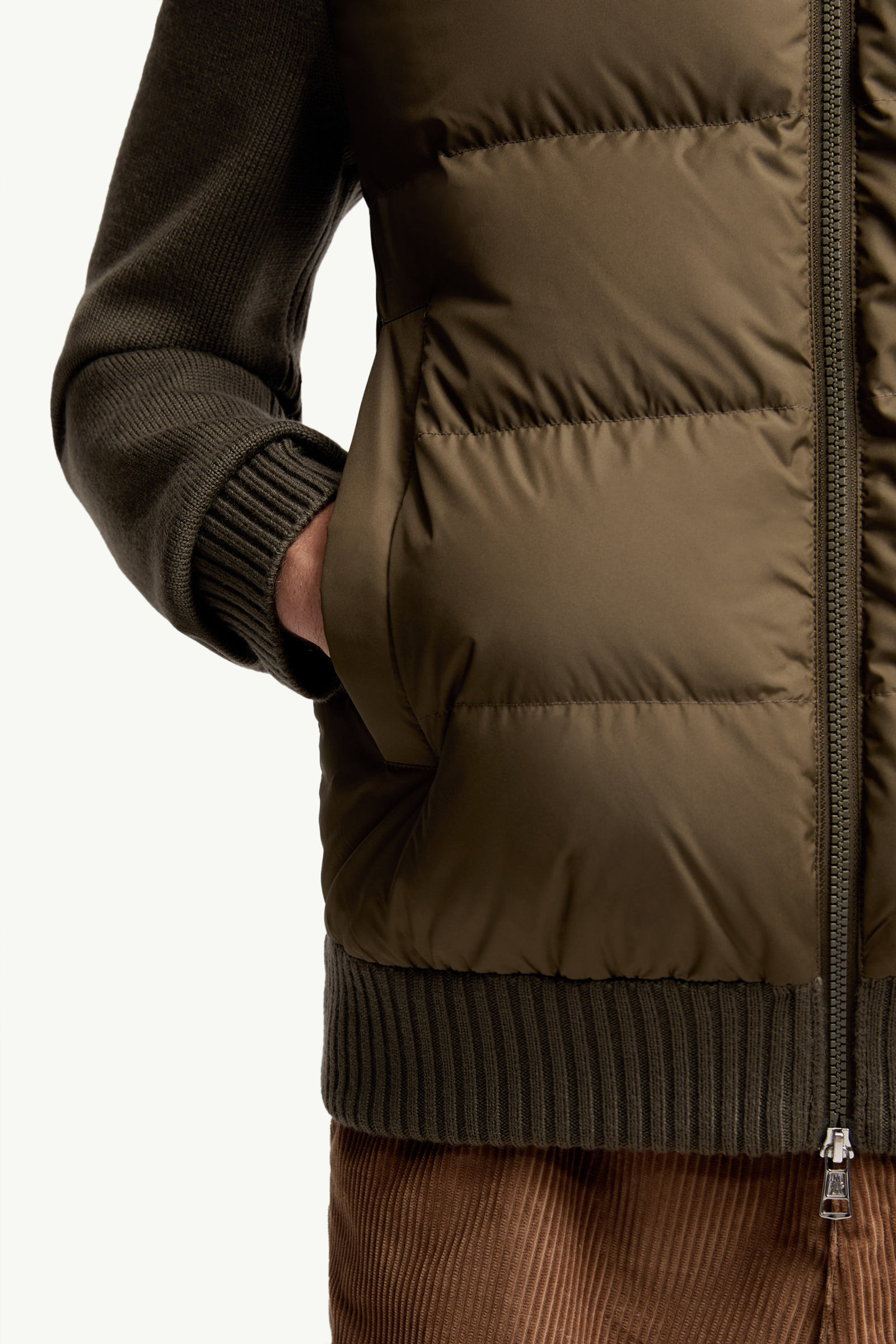 Wattierte Strickjacke aus Wolle mit Reißverschluss Herren Olivgrün Moncler 5