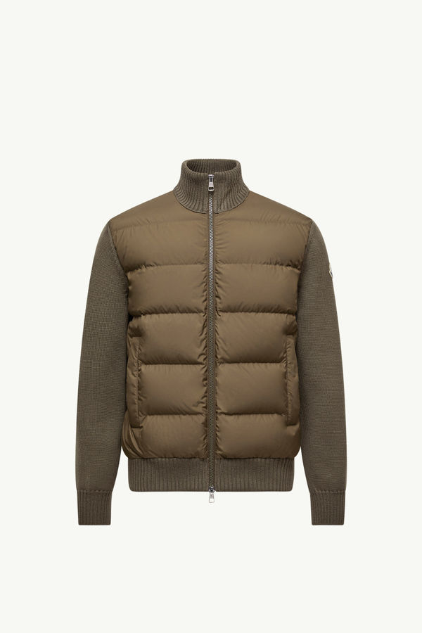 Padded Wool Zip-Up Cardigan Men Olive Green Moncler 2