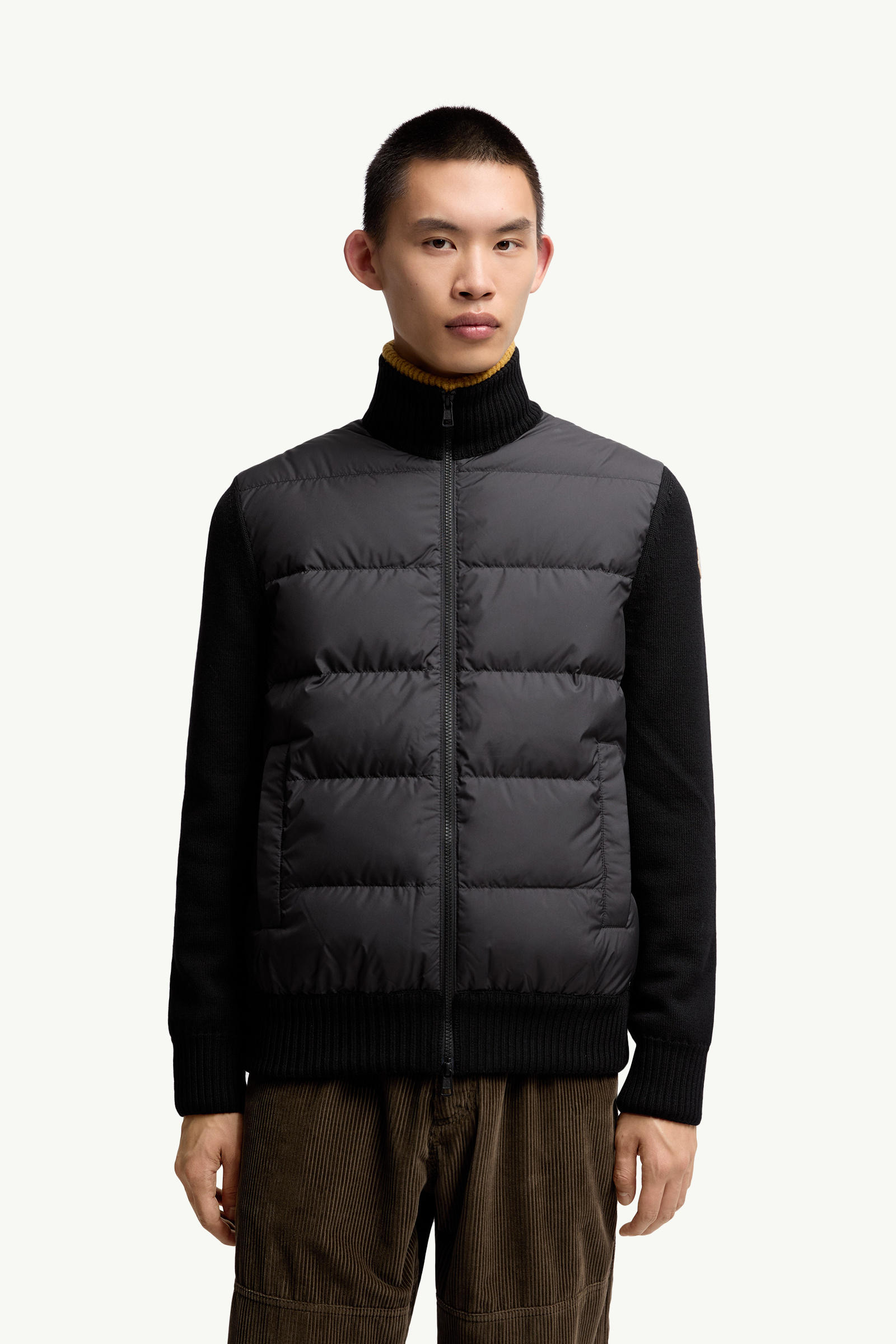 Padded Wool Zip-Up Cardigan Men Black Moncler 3