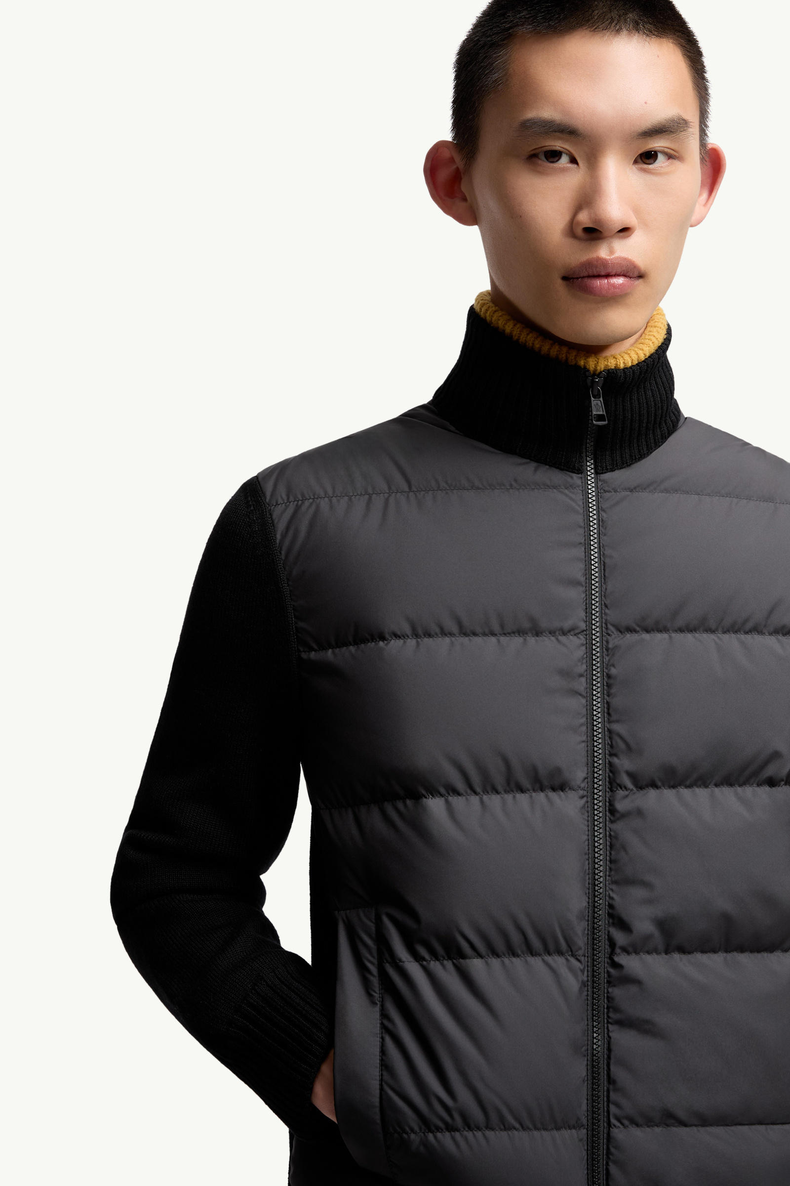 Padded Wool Zip-Up Cardigan Men Black Moncler 5