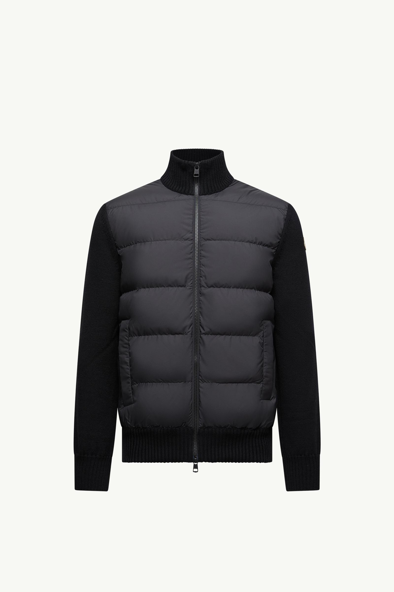 Black Padded Wool Zip-Up Cardigan - Sweaters & Cardigans for Men