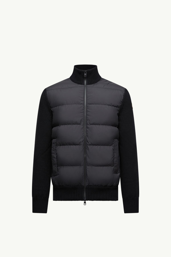 Padded Wool Zip-Up Cardigan Men Black Moncler 2
