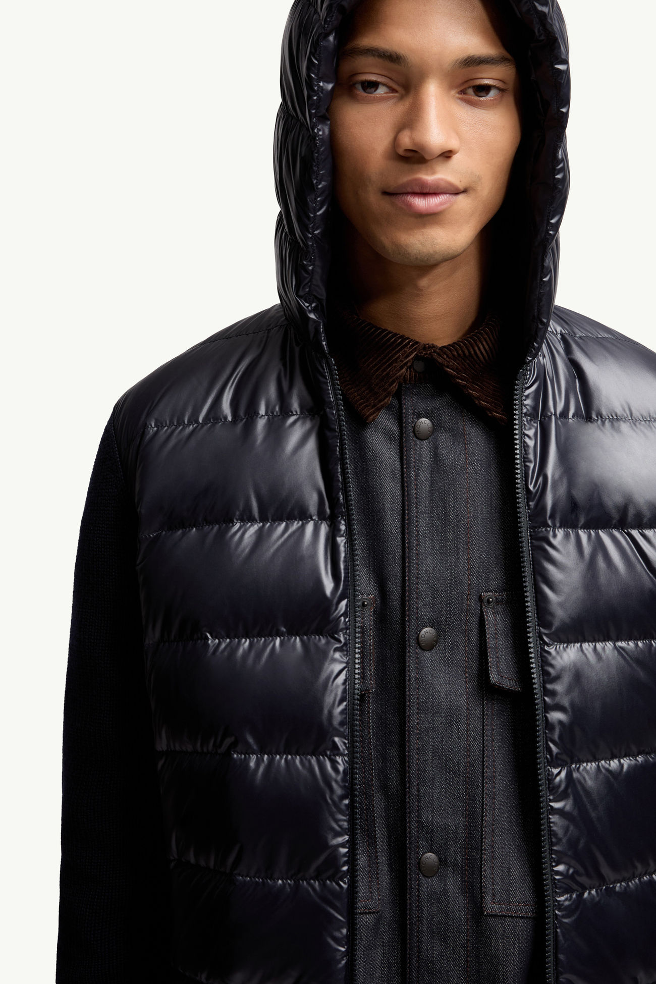 Wattierter Kapuzenpullover aus Wolle mit Reißverschluss Herren Navyblau Moncler 5