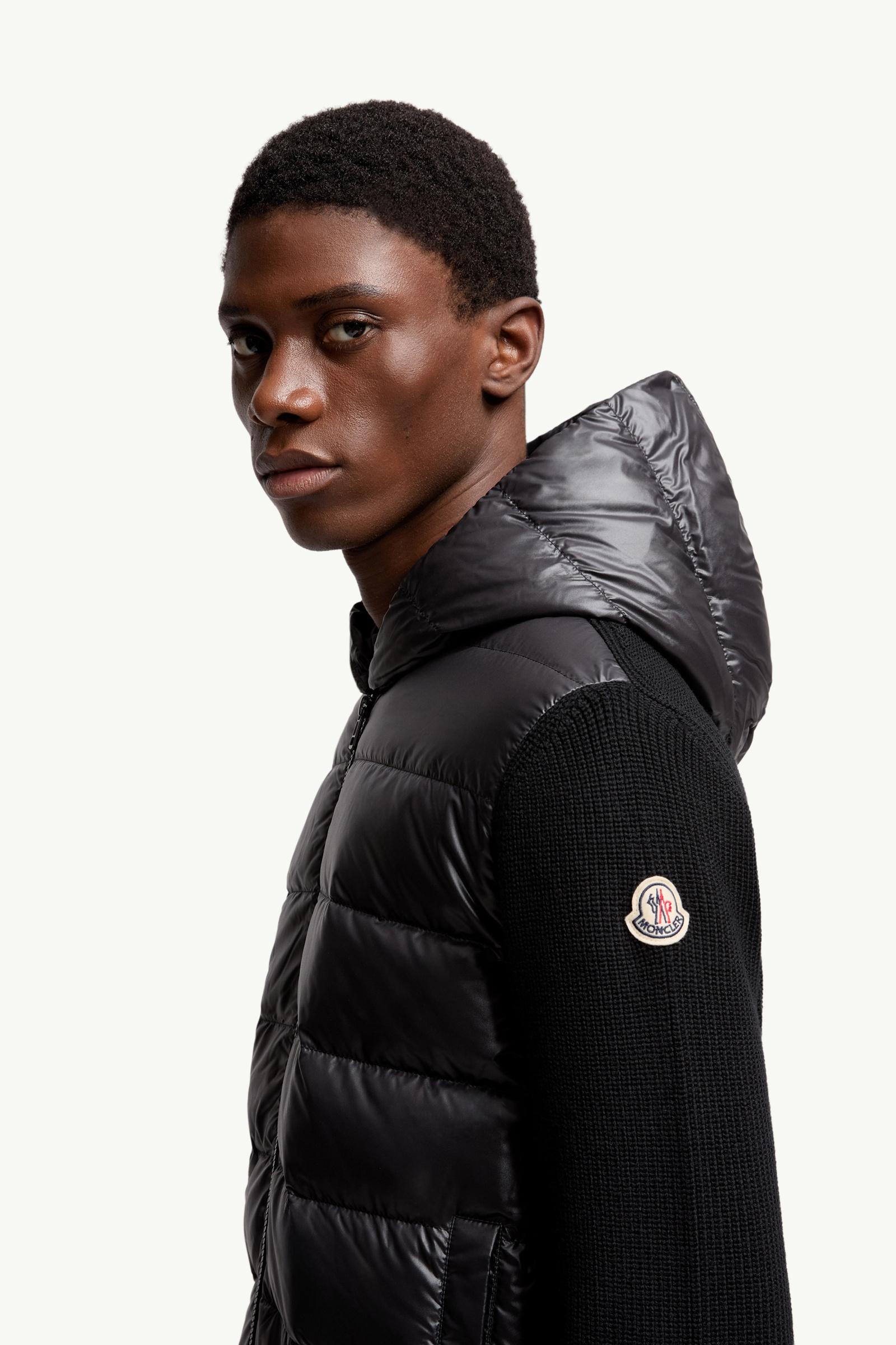 Padded Wool Zip-Up Hoodie Men Black Moncler 1