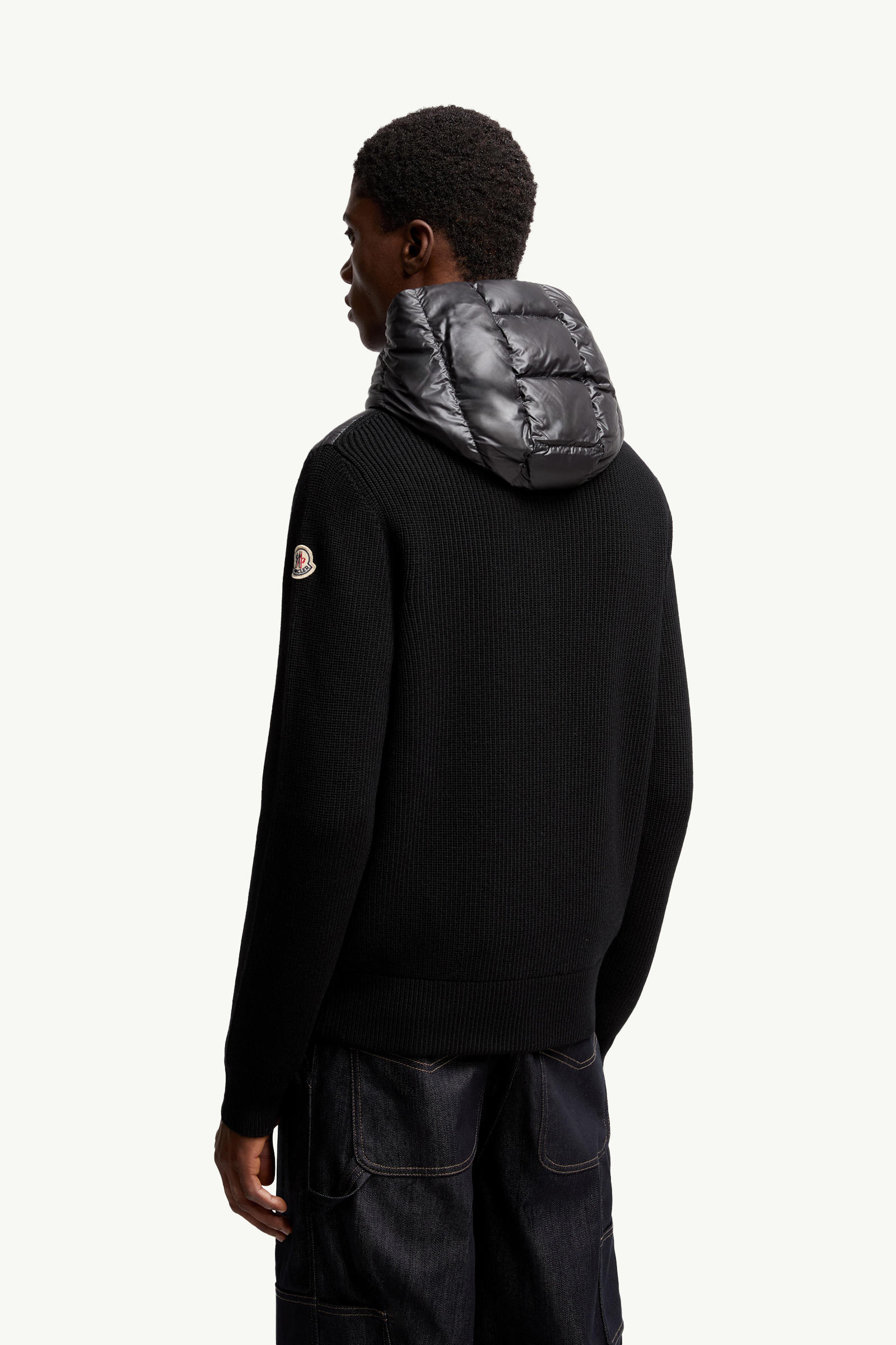 Padded Wool Zip-Up Hoodie Men Black Moncler 4