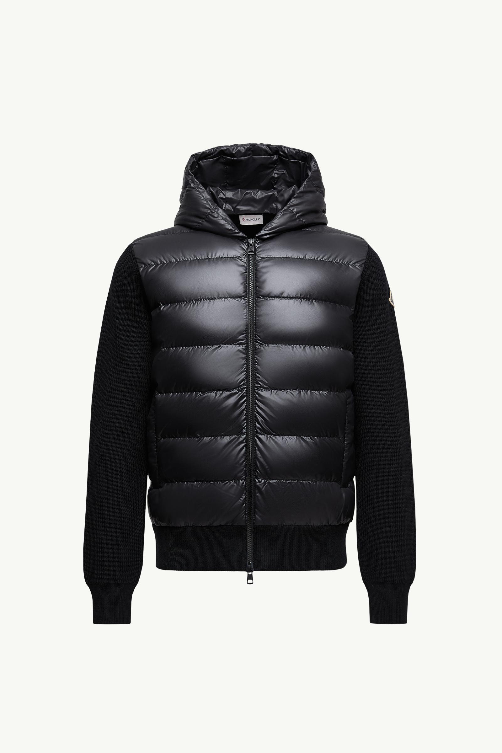 Black Padded Wool Zip-Up Hoodie - Sweaters & Cardigans for Men