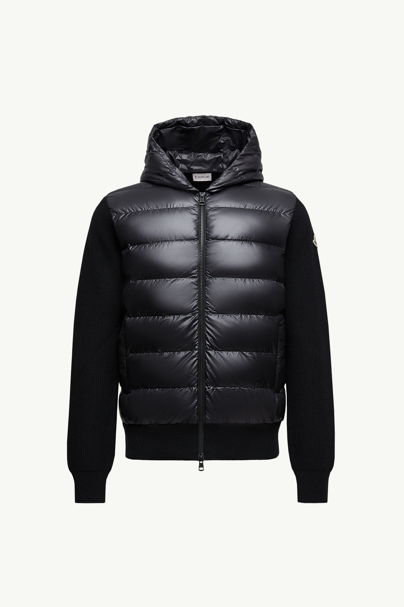 夾層羊毛拉鏈連帽衫 男士 黑色 Moncler 2