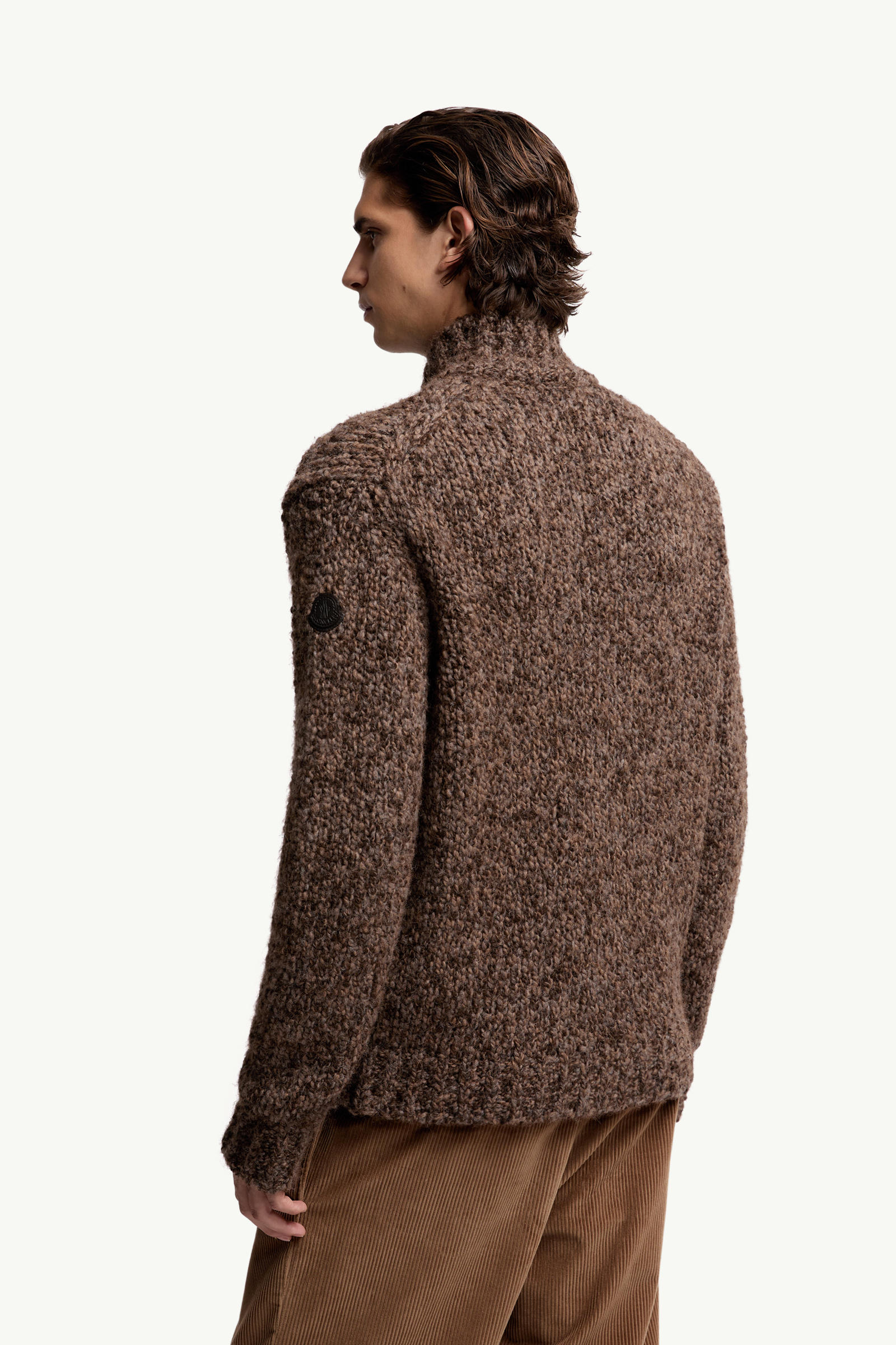 Wool & Alpaca Zip-Up Cardigan Men Brown Moncler 4