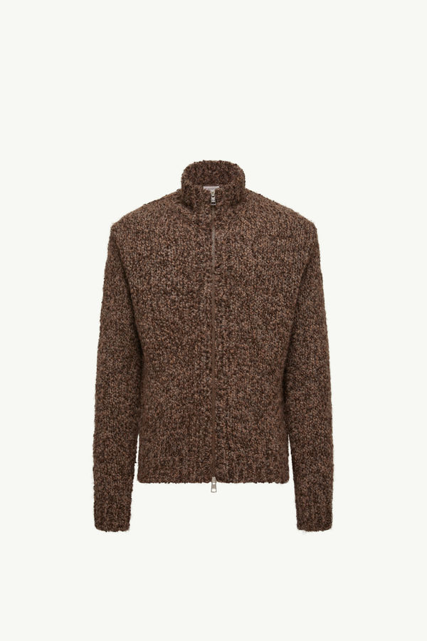 Wool & Alpaca Zip-Up Cardigan Men Brown Moncler 0