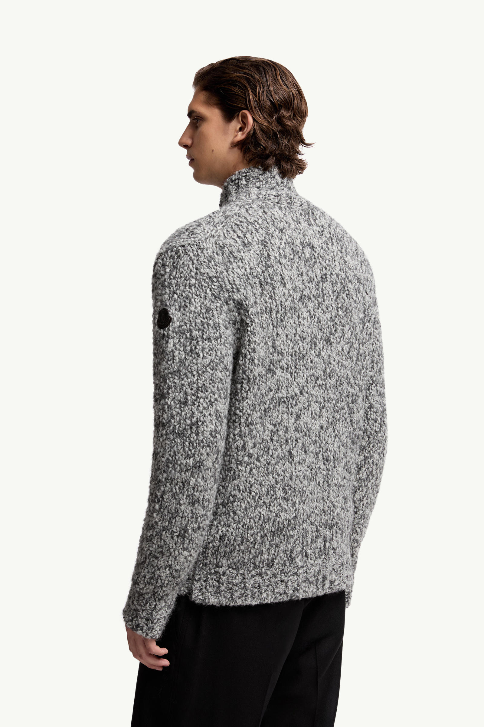 Wool & Alpaca Zip-Up Cardigan Men Gray Moncler 4