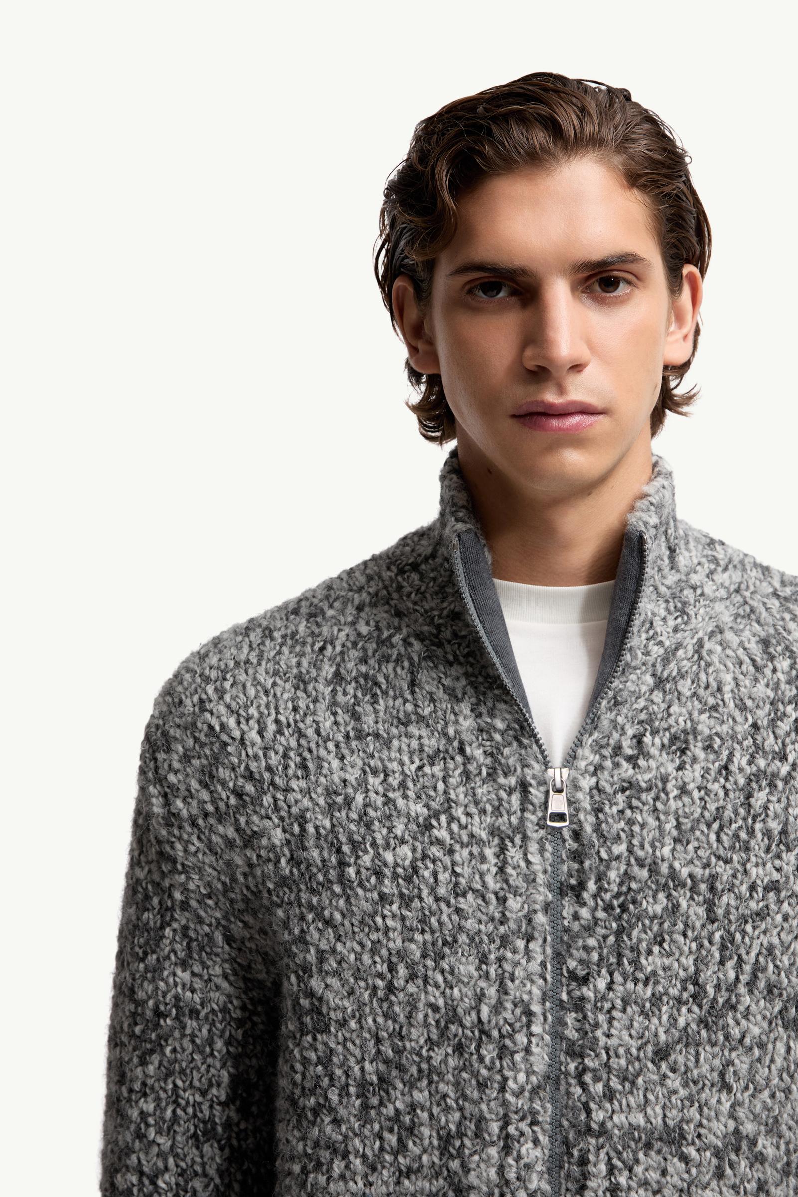 Grey Wool & Alpaca Zip-Up Cardigan - Sweaters & Cardigans for Men