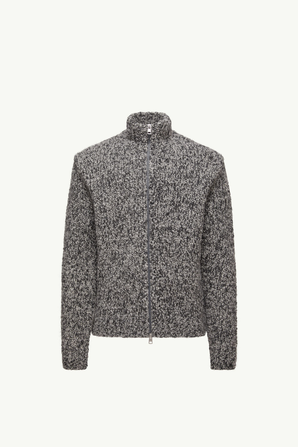 Wool & Alpaca Zip-Up Cardigan Men Gray Moncler 2