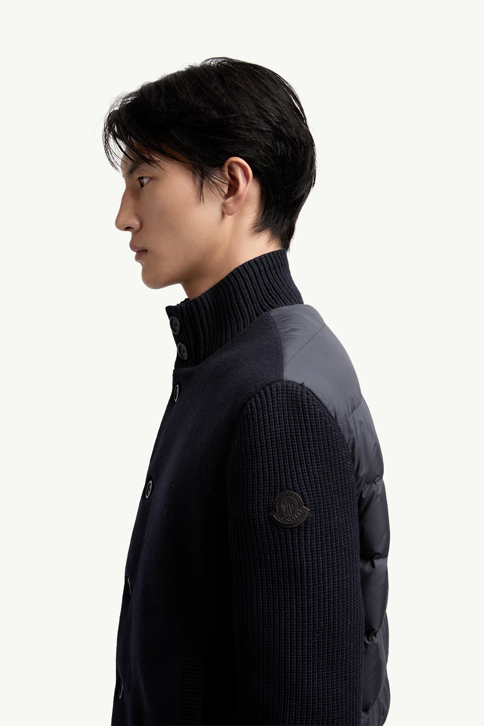 Padded Wool Zip-up Cardigan Men Navy Blue Moncler 1
