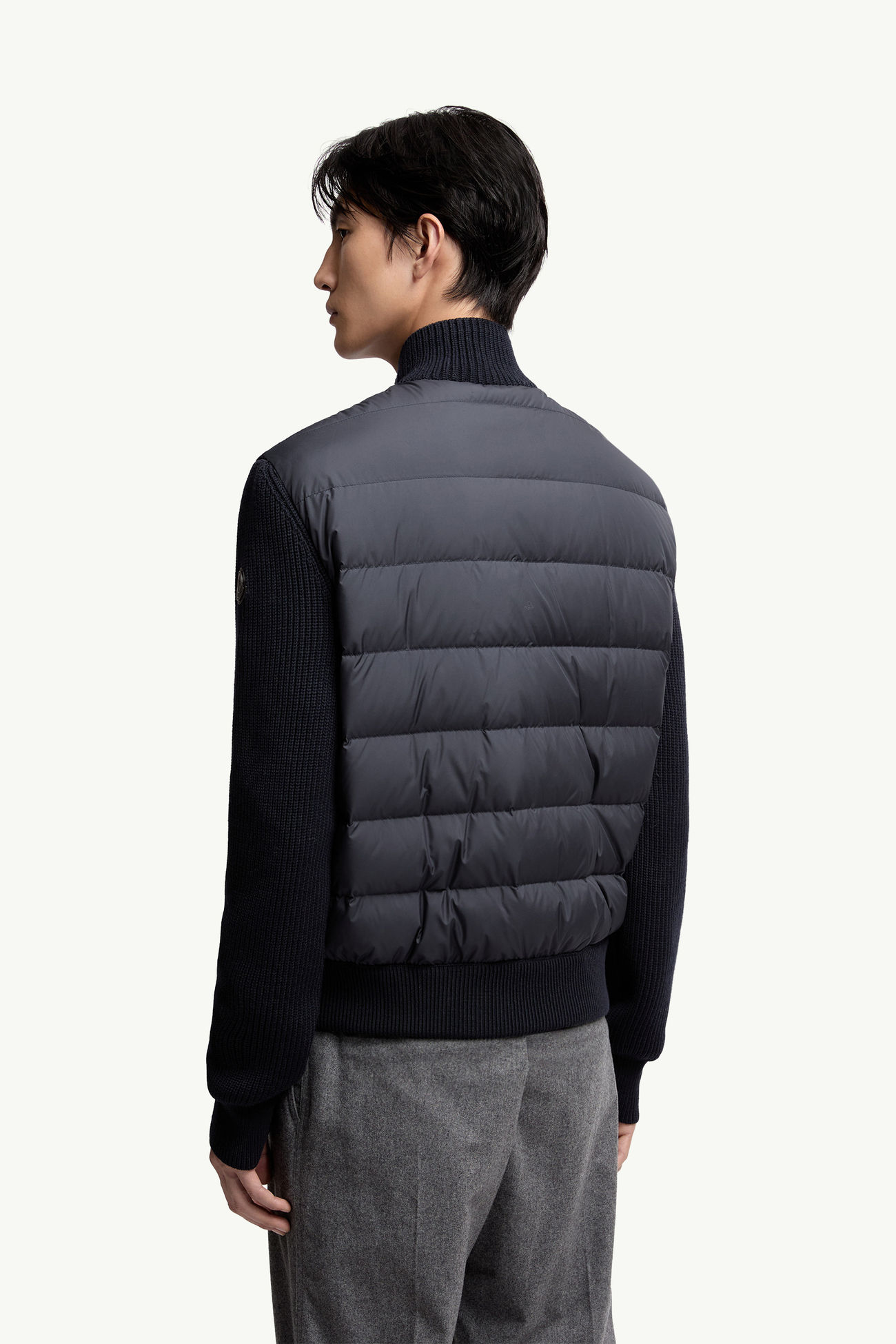 夾層羊毛拉鏈開襟毛衣 男士 海軍藍色 Moncler 4