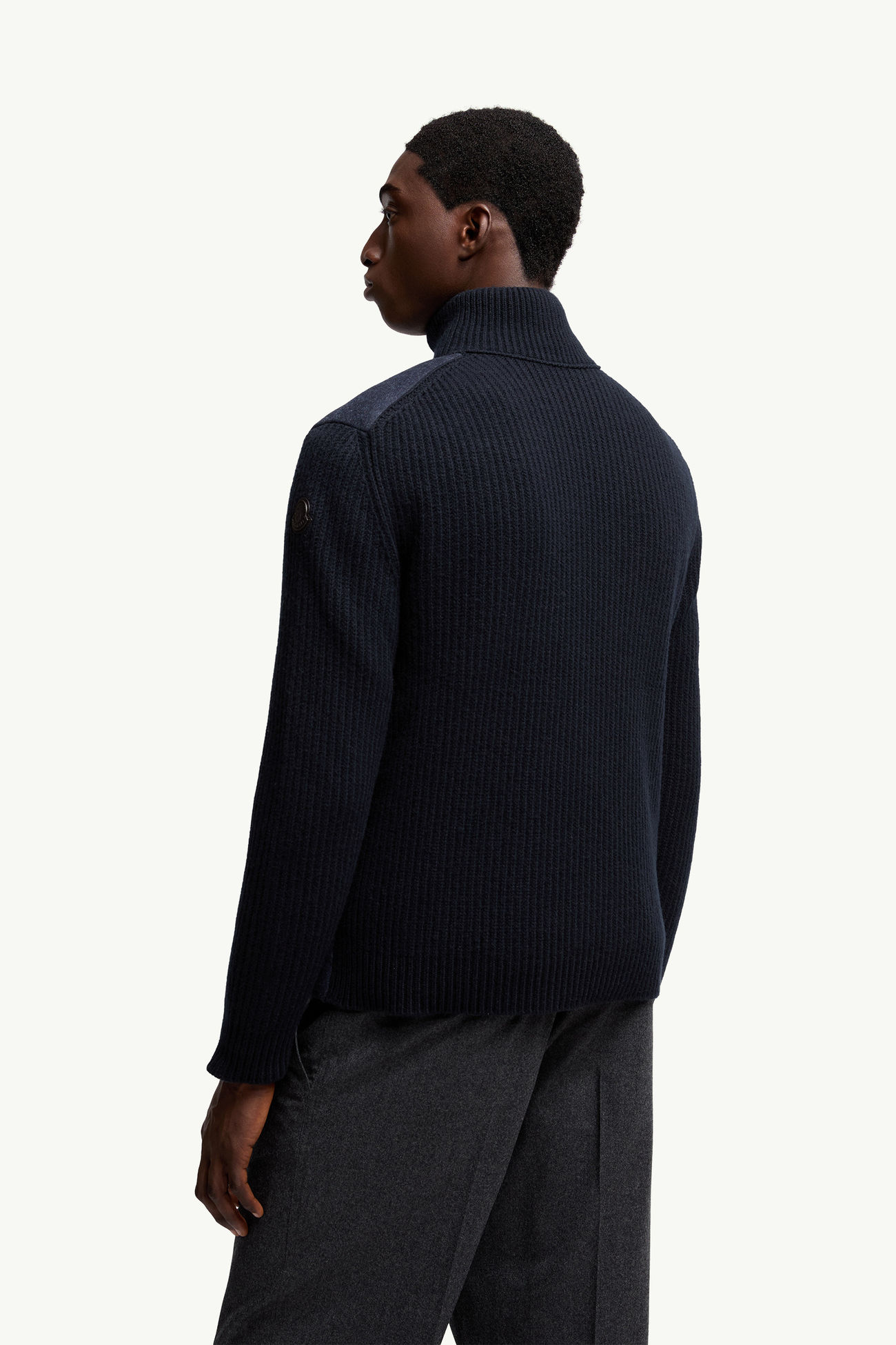 Cardigan imbottito in lana con zip Uomo Blu Navy Moncler 4