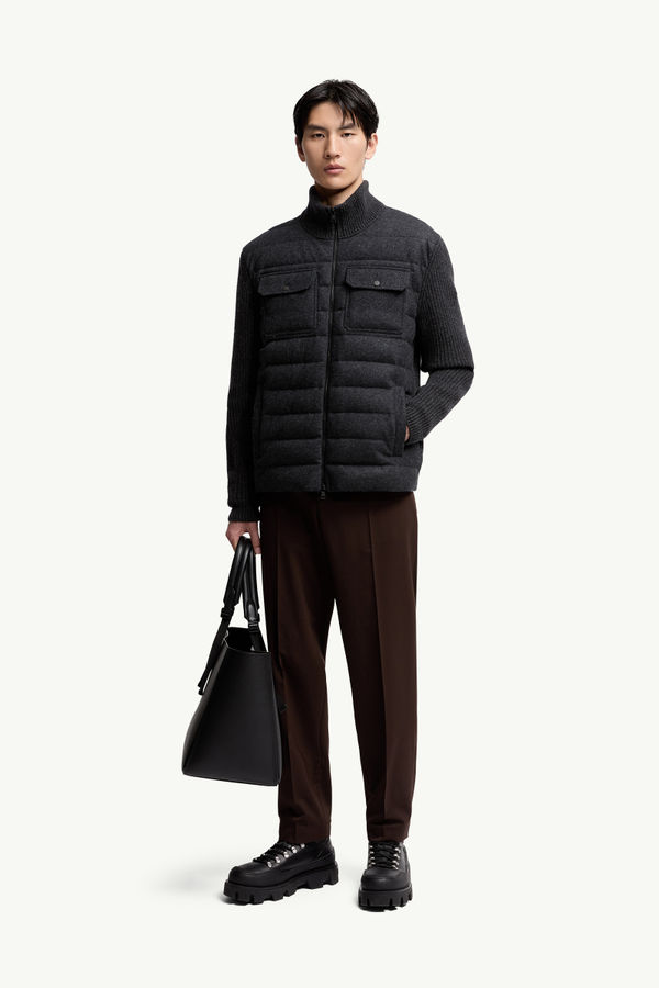 男士加衬羊毛拉链开衫 男士 深灰色 Moncler 0