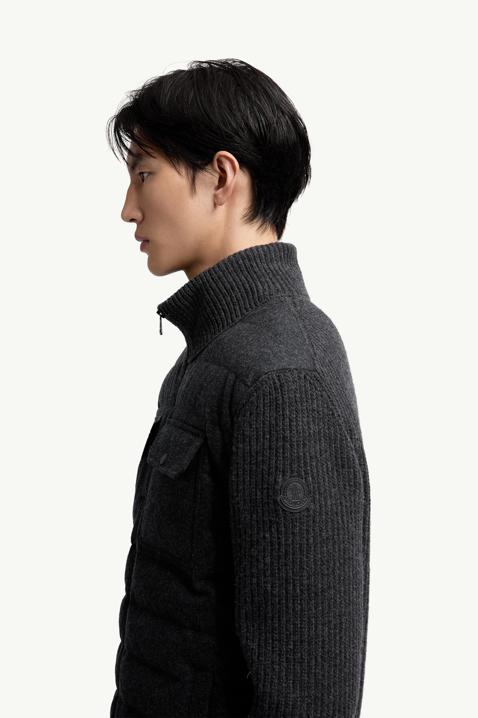 Padded Wool Zip-up Cardigan Men Dark Gray Moncler 1