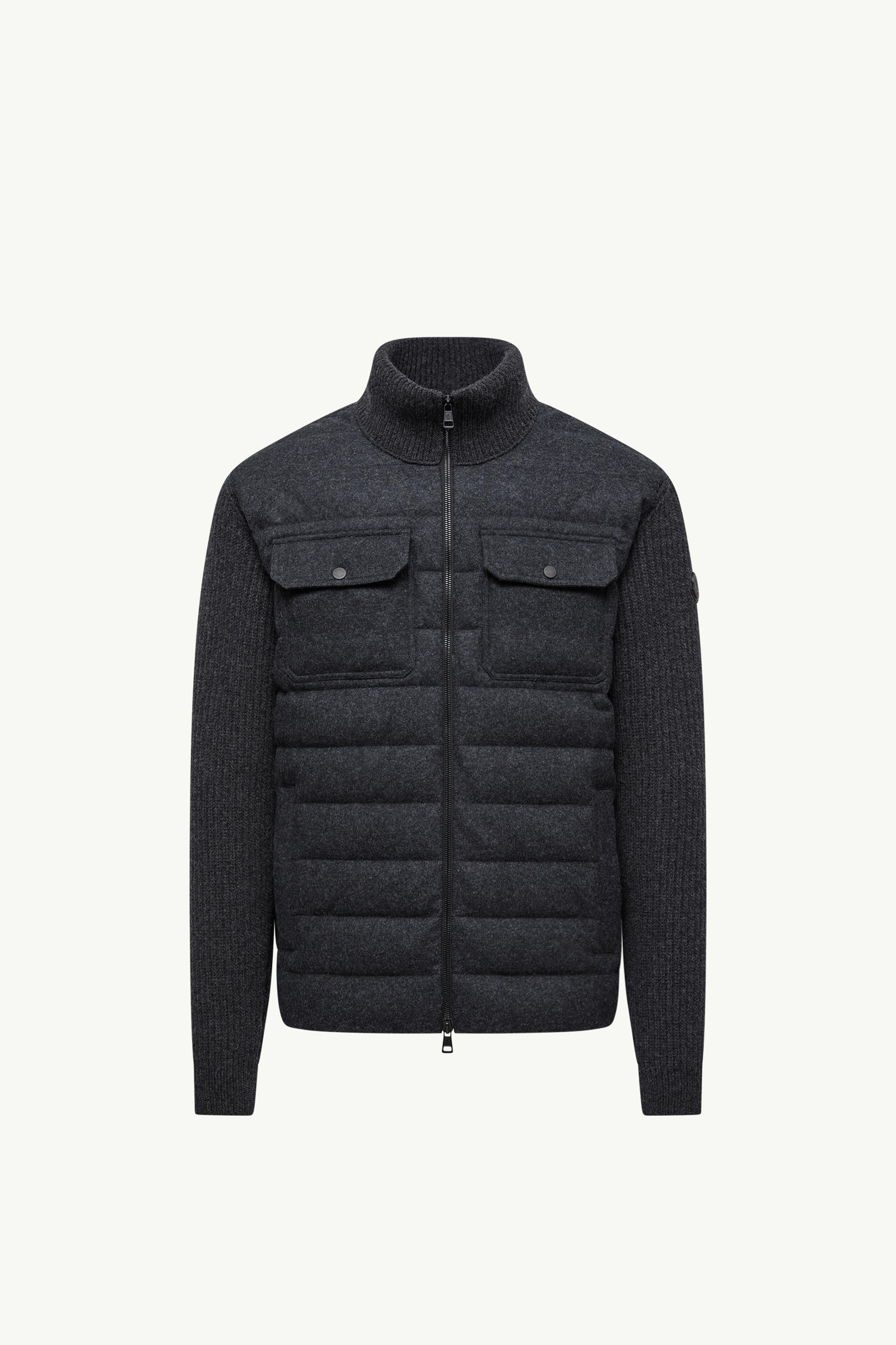 Padded Wool Zip-up Cardigan Men Dark Gray Moncler 2