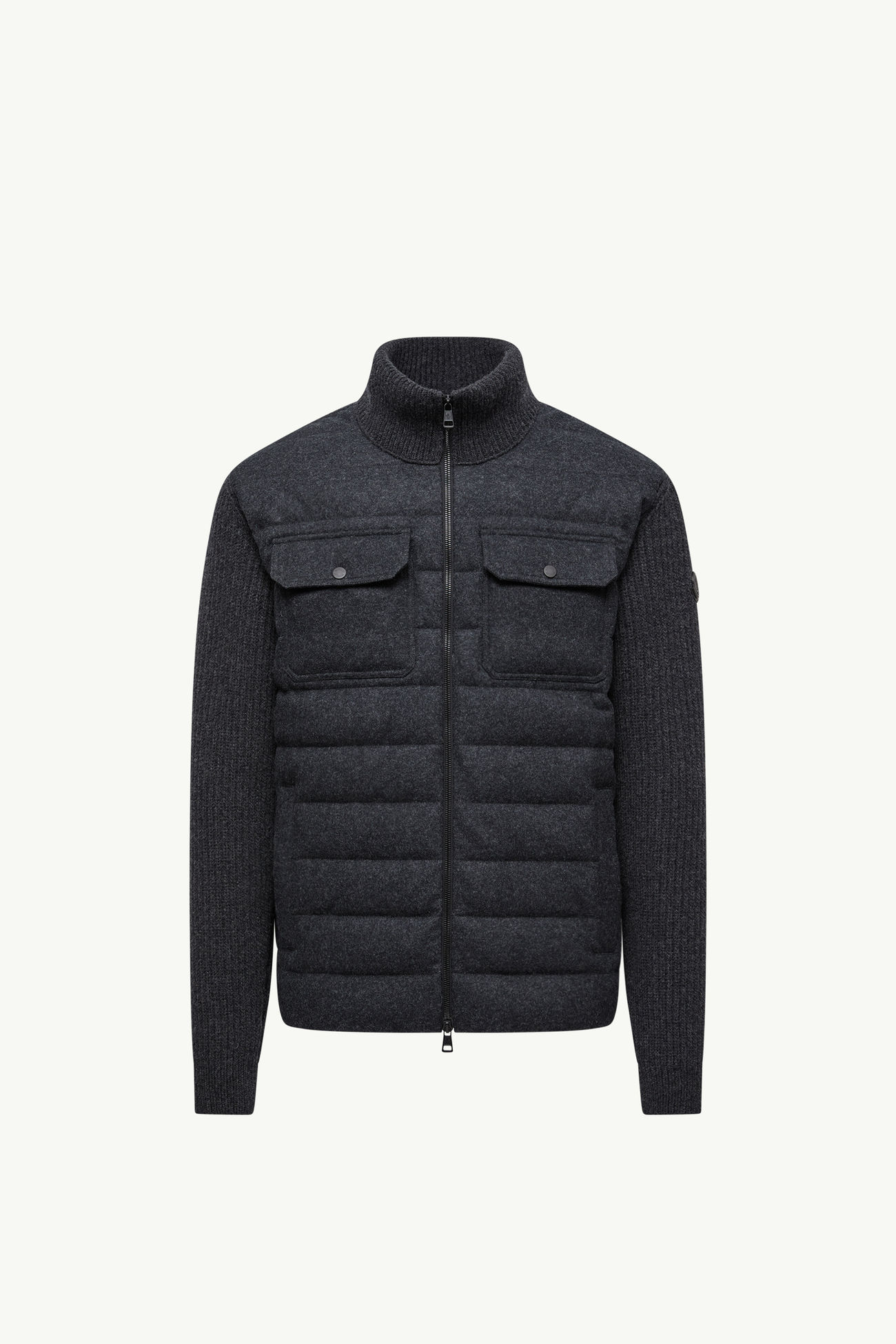 Padded Wool Zip-up Cardigan Men Dark Grey Moncler 2