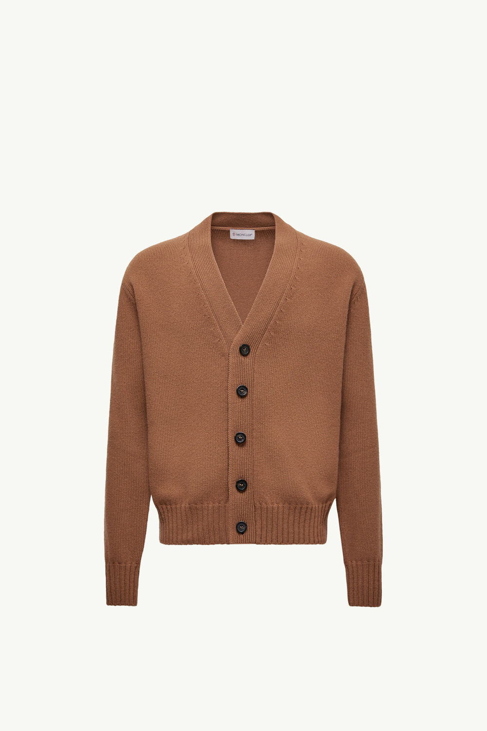V-Neck Wool Cardigan Men Camel Beige Moncler 2
