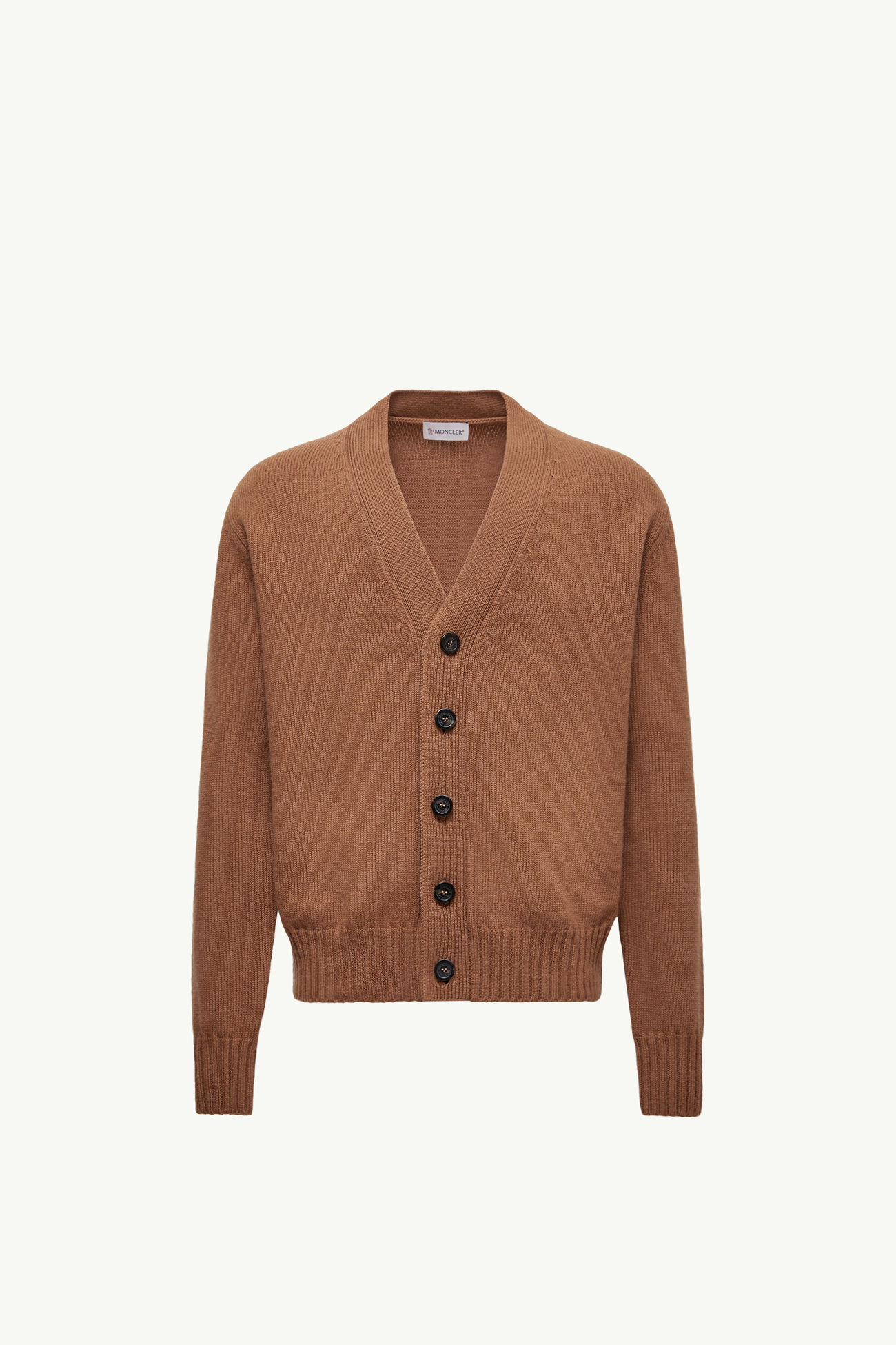 V-Neck Wool Cardigan Men Camel Beige Moncler 2