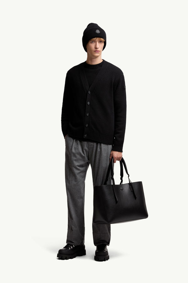 V-Neck Wool Cardigan Men Black Moncler 0