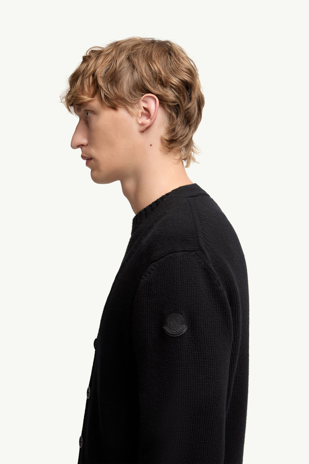 V-Neck Wool Cardigan Men Black Moncler 1