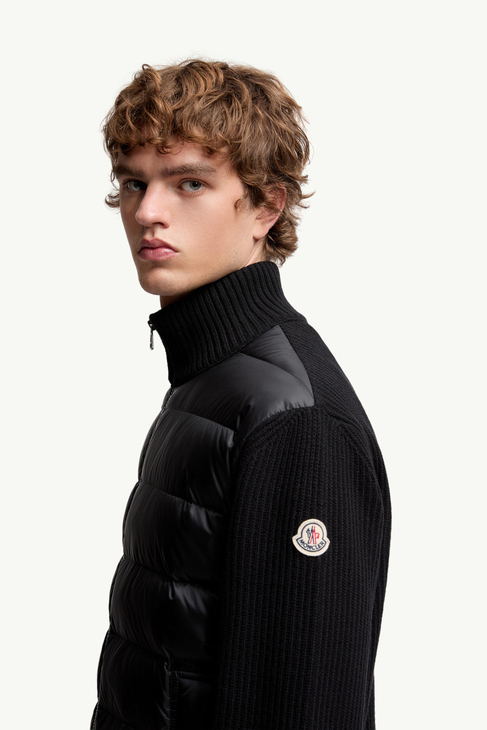Padded Wool & Cashmere Zip-Up Cardigan Men Black Moncler 1